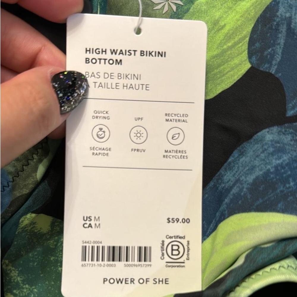 💚 Athleta High Waist Bikini Bottom // Liana Floral Green - Picture 11 of 12